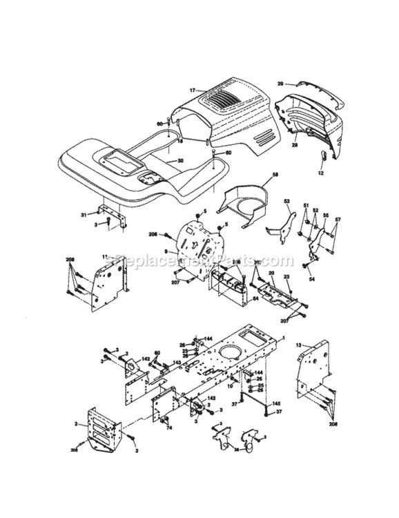Page B Diagram and Parts List for 917270921  Craftsman Lawn Tractor