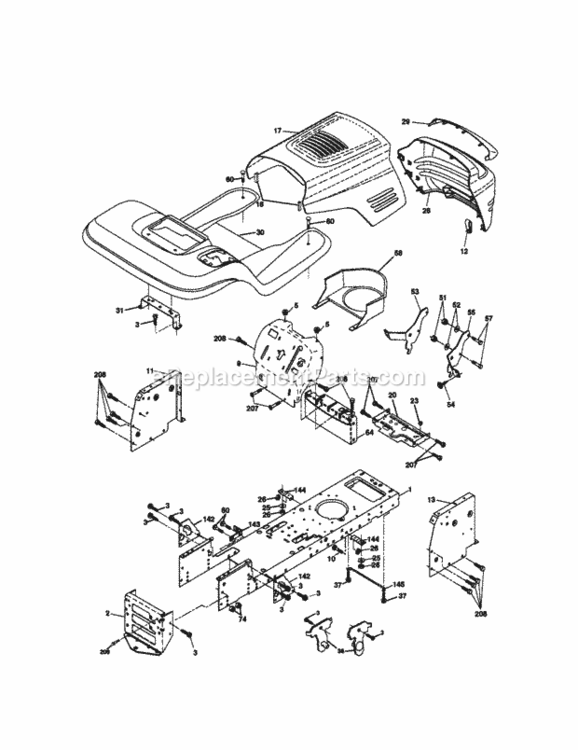 Page B Diagram and Parts List for 917270922  Craftsman Lawn Tractor