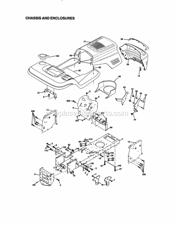 Page B Diagram and Parts List for 917270950  Craftsman Lawn Tractor