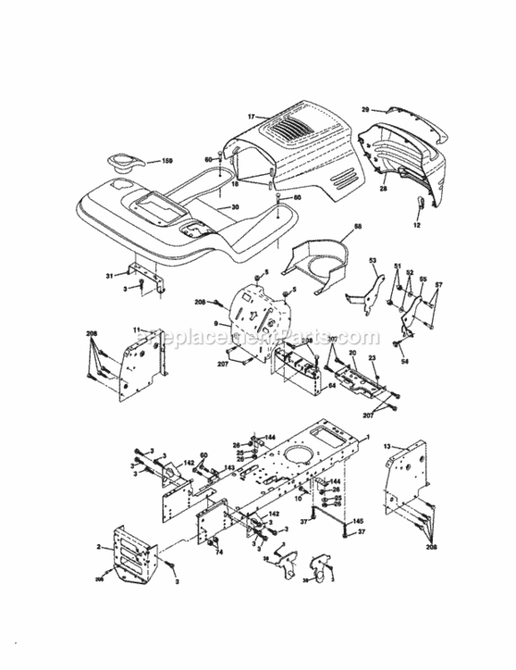 Page B Diagram and Parts List for 917270960  Craftsman Lawn Tractor
