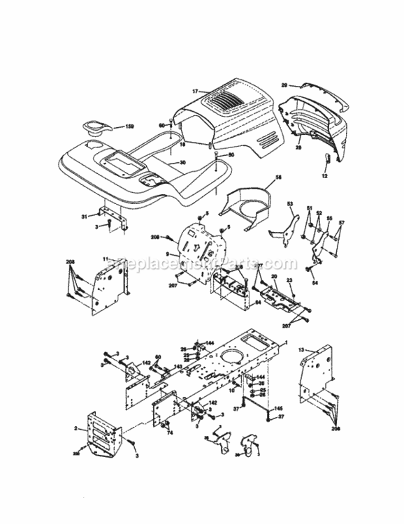 Page B Diagram and Parts List for 917270962  Craftsman Lawn Tractor
