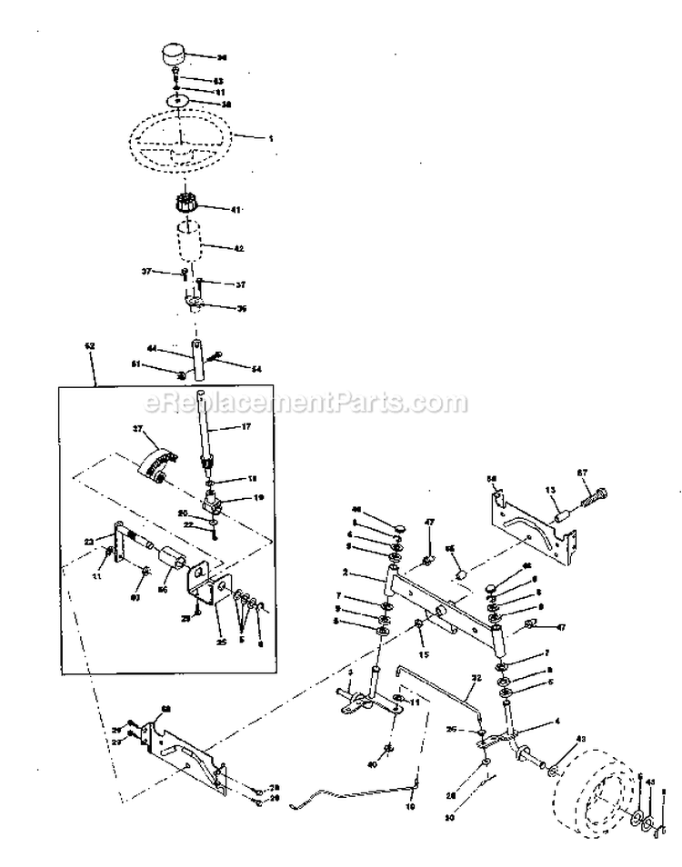 Steering Diagram and Parts List for 917271011  Craftsman Lawn Tractor