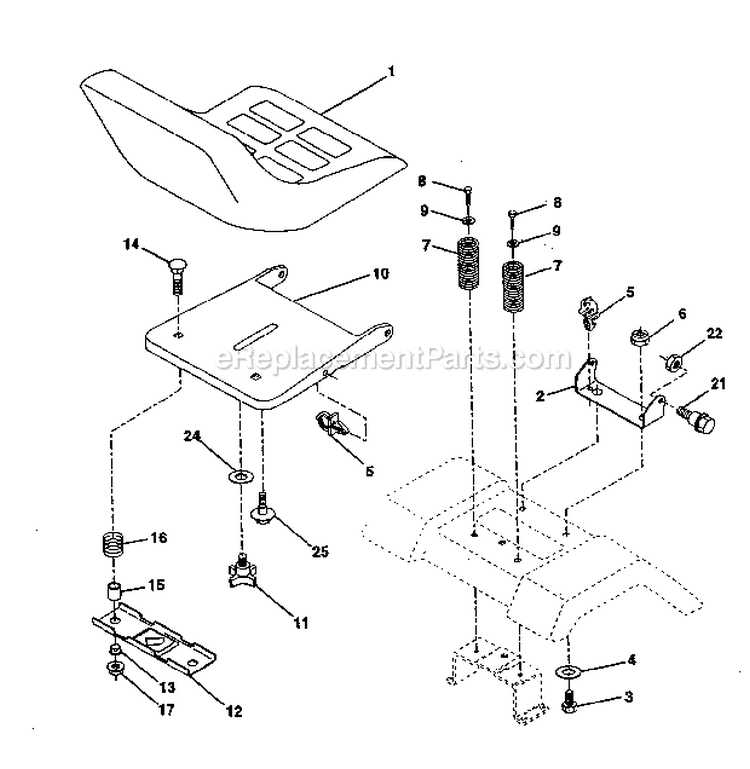 Seat Diagram and Parts List for 917271011  Craftsman Lawn Tractor