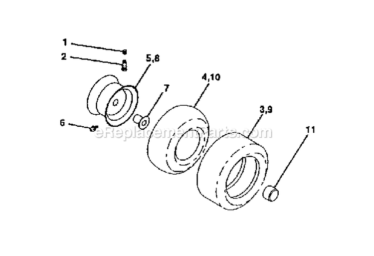 Wheels Diagram and Parts List for 917271011  Craftsman Lawn Tractor