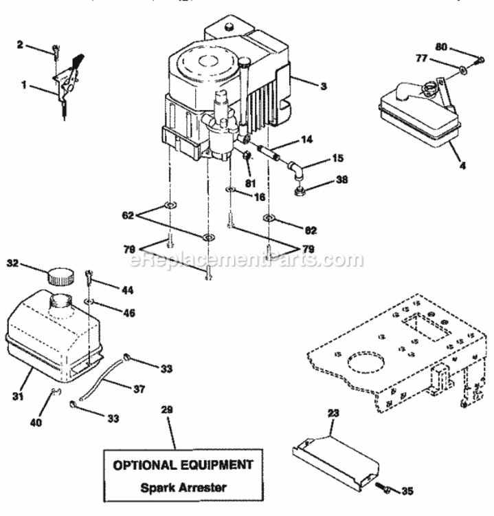 Page H Diagram and Parts List for 917271020  Craftsman Lawn Tractor