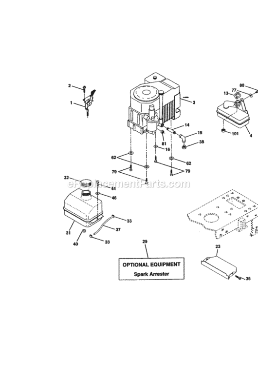 Page E Diagram and Parts List for 917271022  Craftsman Lawn Tractor