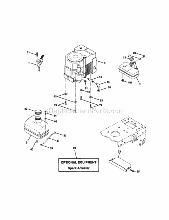 Page E Diagram and Parts List for 917271023  Craftsman Lawn Tractor