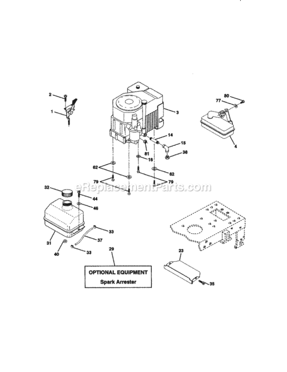 Page E Diagram and Parts List for 917271024  Craftsman Lawn Tractor