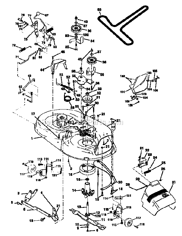 Mower_Deck Diagram and Parts List for 917271030  Craftsman Lawn Tractor