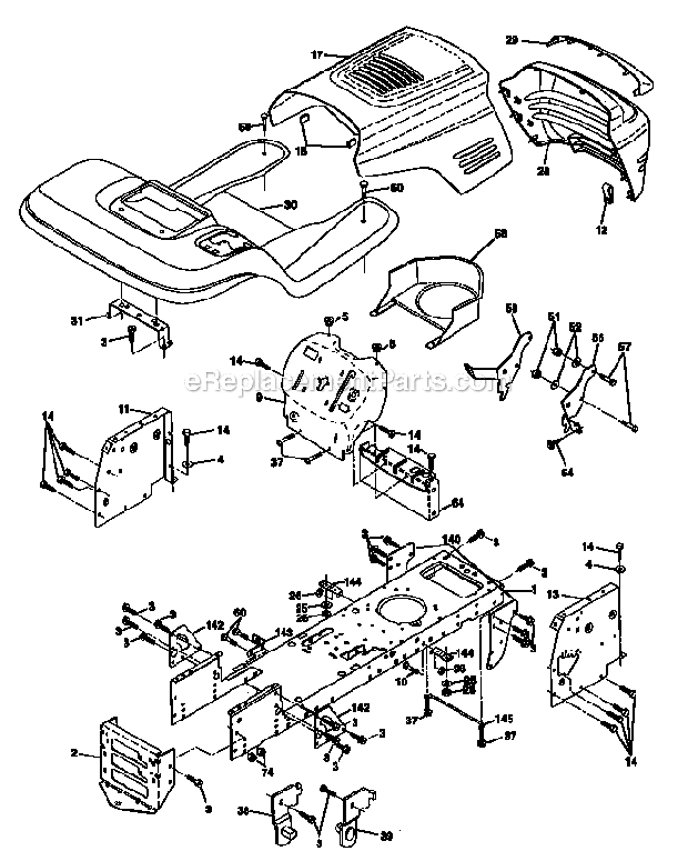 Chassis_And_Enclosure Diagram and Parts List for 917271030  Craftsman Lawn Tractor