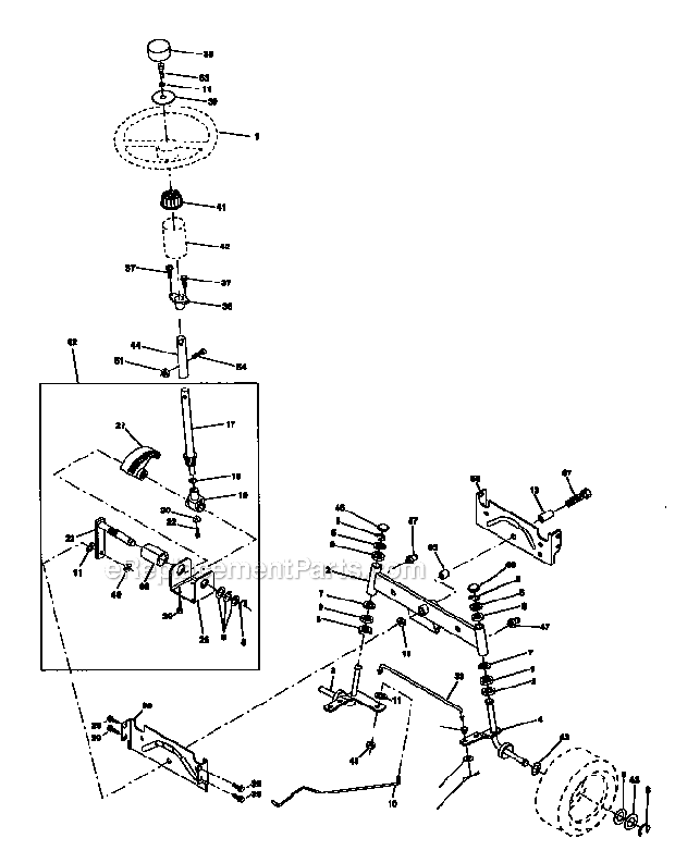 Steering_Assembly Diagram and Parts List for 917271030  Craftsman Lawn Tractor