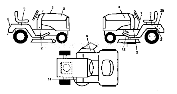 Decals Diagram and Parts List for 917271030  Craftsman Lawn Tractor