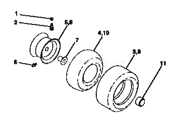 Wheel_Assembly Diagram and Parts List for 917271030  Craftsman Lawn Tractor