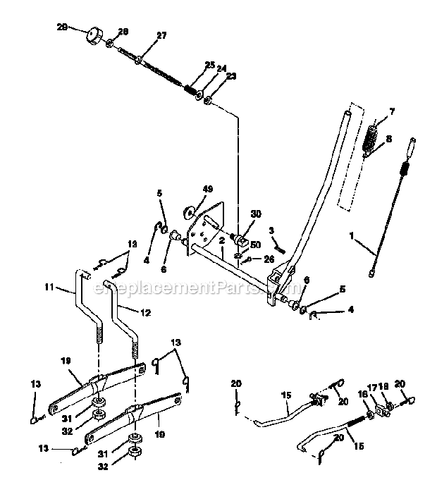 Lift_Assembly Diagram and Parts List for 917271030  Craftsman Lawn Tractor