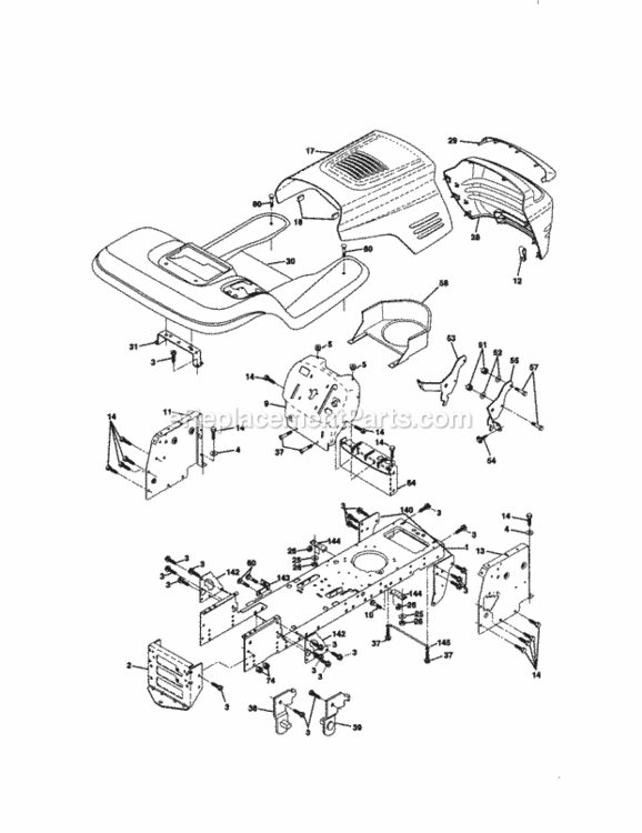 Page B Diagram and Parts List for 917271042  Craftsman Lawn Tractor