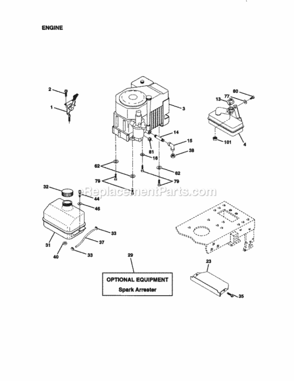 Page E Diagram and Parts List for 917271042  Craftsman Lawn Tractor