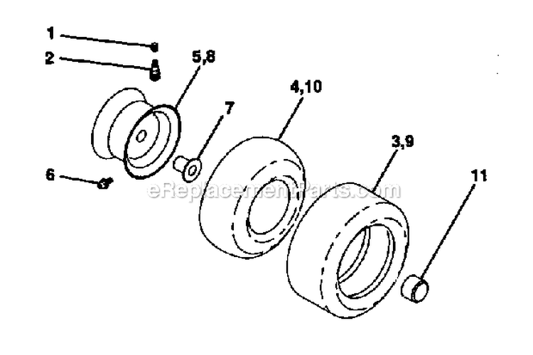 Wheels  Tires Diagram and Parts List for 917271050  Craftsman Lawn Tractor