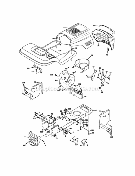 Page B Diagram and Parts List for 917271072  Craftsman Lawn Tractor
