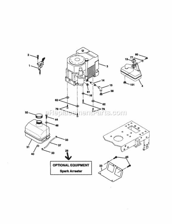 Page E Diagram and Parts List for 917271072  Craftsman Lawn Tractor