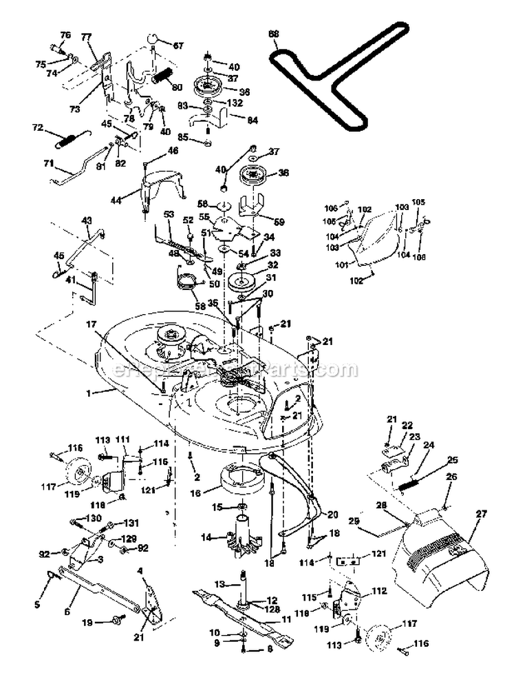 Mower Deck Diagram and Parts List for 917271080  Craftsman Lawn Tractor