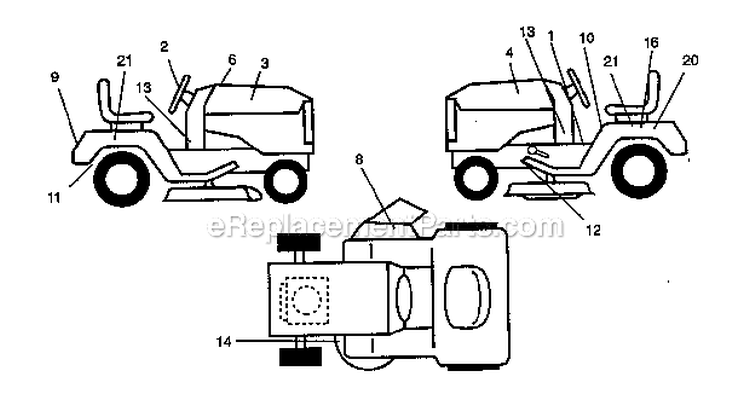 Decals Diagram and Parts List for 917271080  Craftsman Lawn Tractor