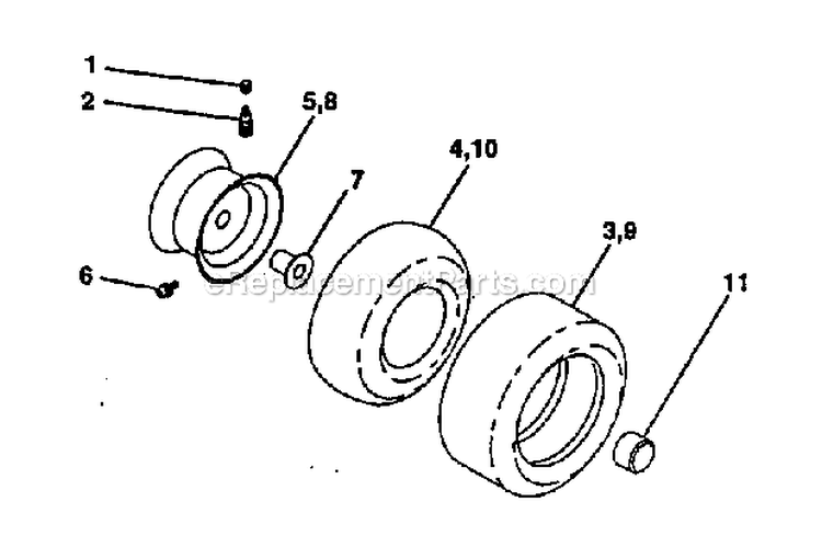 Wheels  Tires Diagram and Parts List for 917271080  Craftsman Lawn Tractor