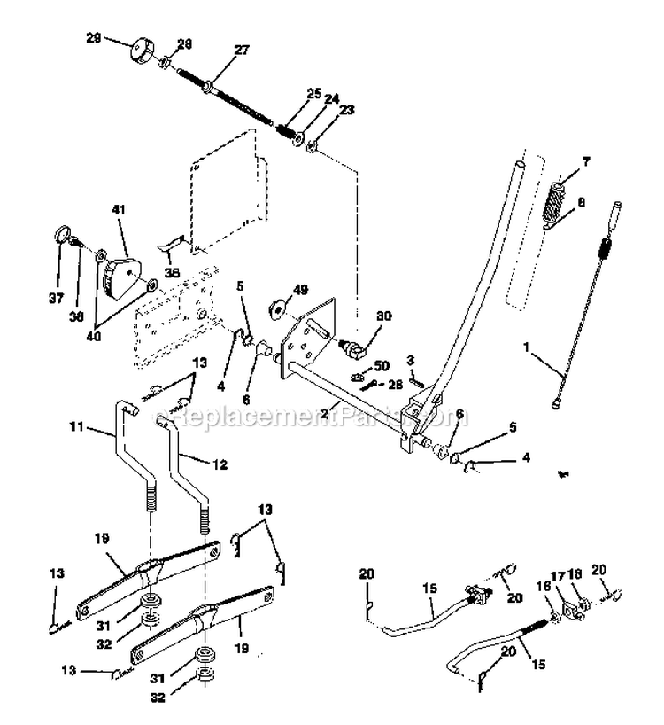 Lift Assembly Diagram and Parts List for 917271080  Craftsman Lawn Tractor