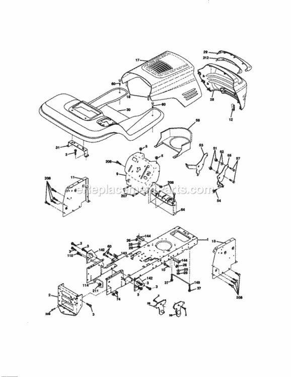 Page B Diagram and Parts List for 917271130  Craftsman Lawn Tractor