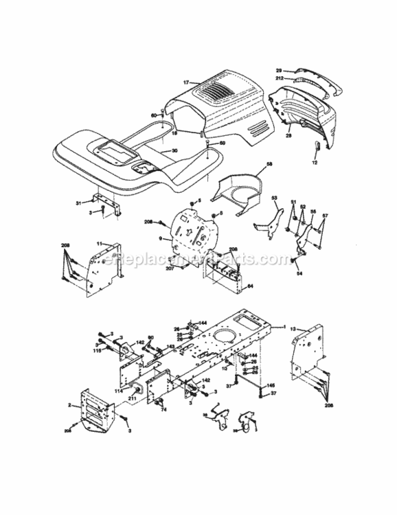Page B Diagram and Parts List for 917271131  Craftsman Lawn Tractor