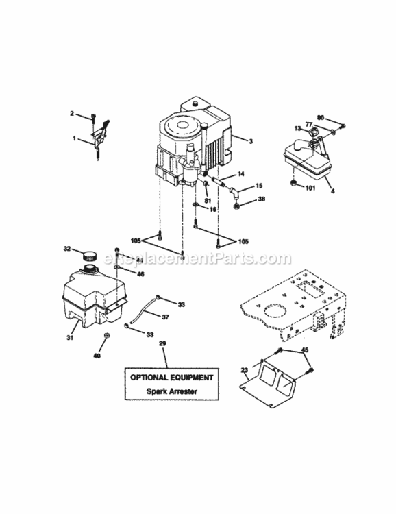 Page E Diagram and Parts List for 917271133  Craftsman Lawn Tractor