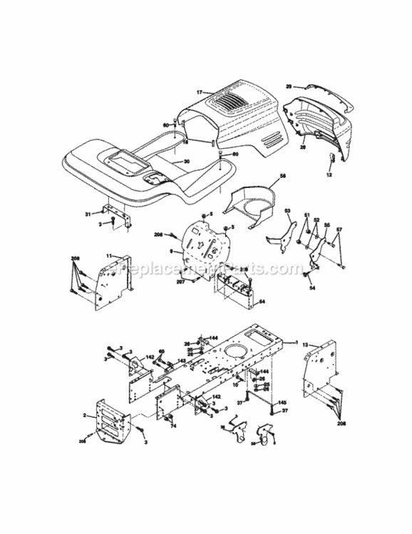 Page B Diagram and Parts List for 917271140  Craftsman Lawn Tractor