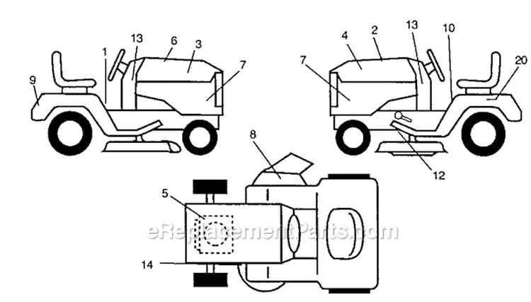 Decals Diagram and Parts List for 917271734  Craftsman Lawn Tractor