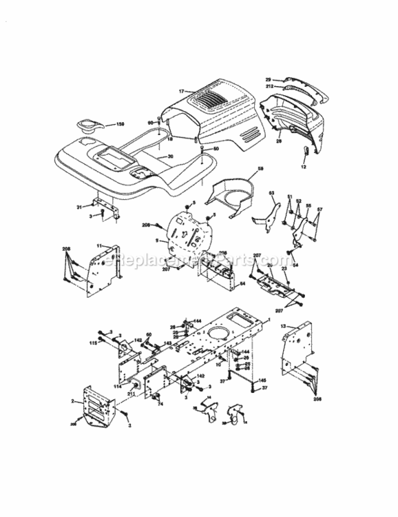 Page B Diagram and Parts List for 917271811  Craftsman Lawn Tractor