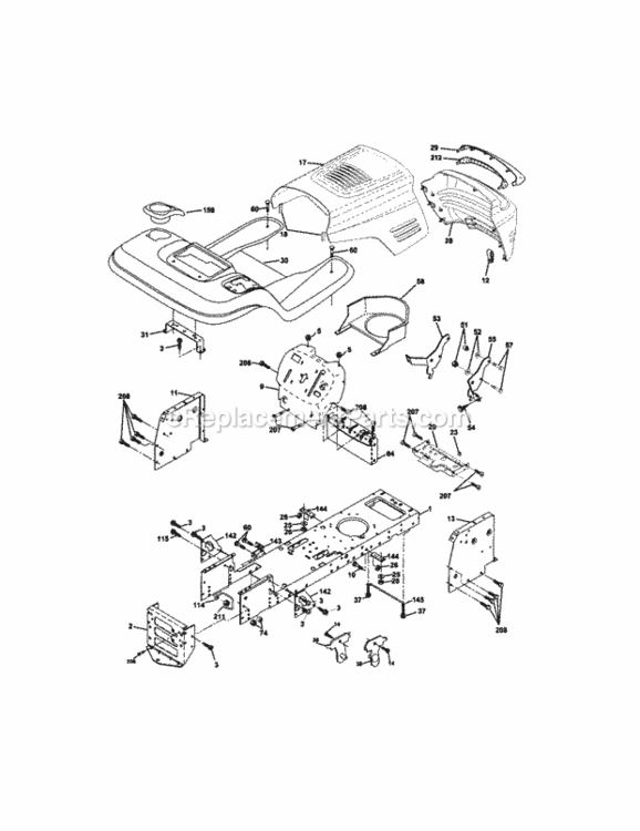 Page B Diagram and Parts List for 917271812  Craftsman Lawn Tractor
