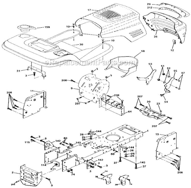 ChassisEnclosures Diagram and Parts List for 917271815  Craftsman Lawn Tractor