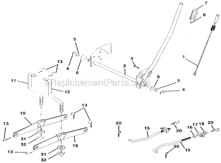 Lift Assembly Diagram and Parts List for 917271815  Craftsman Lawn Tractor