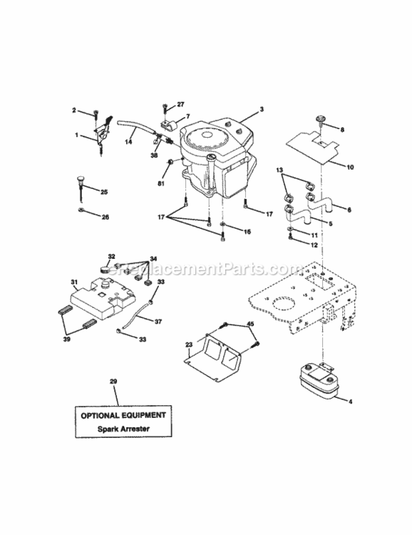 Page E Diagram and Parts List for 917271821  Craftsman Lawn Tractor