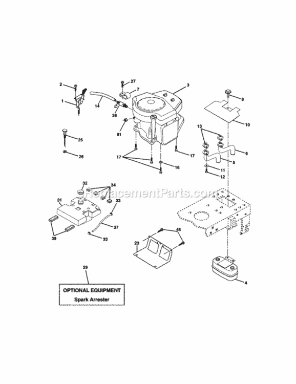 Page E Diagram and Parts List for 917271825  Craftsman Lawn Tractor