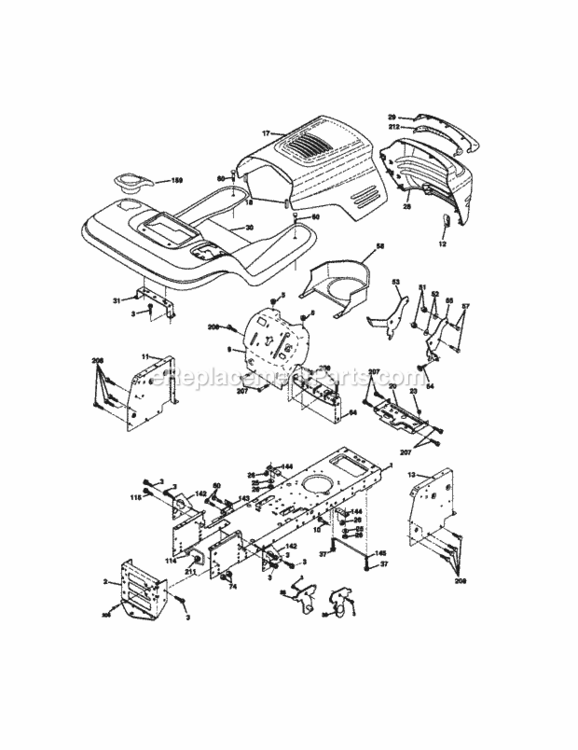 Page B Diagram and Parts List for 917271830  Craftsman Lawn Tractor