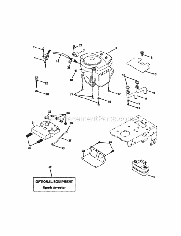 Page E Diagram and Parts List for 917271840  Craftsman Lawn Tractor