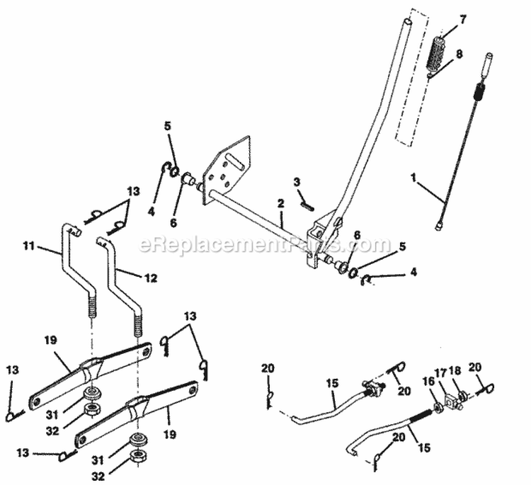 Lift Assembly Diagram and Parts List for 917271910  Craftsman Lawn Mower