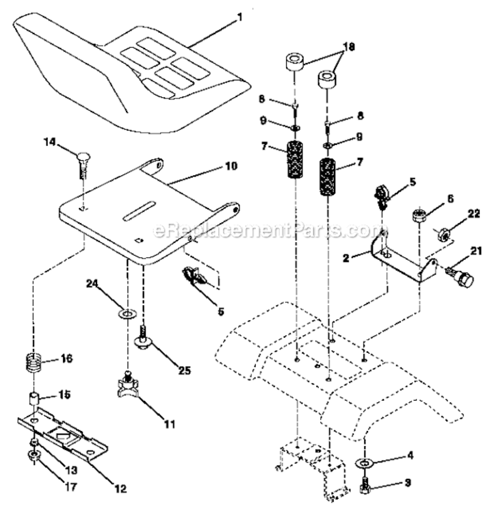Seat_Assembly Diagram and Parts List for 917272010  Craftsman Lawn Tractor