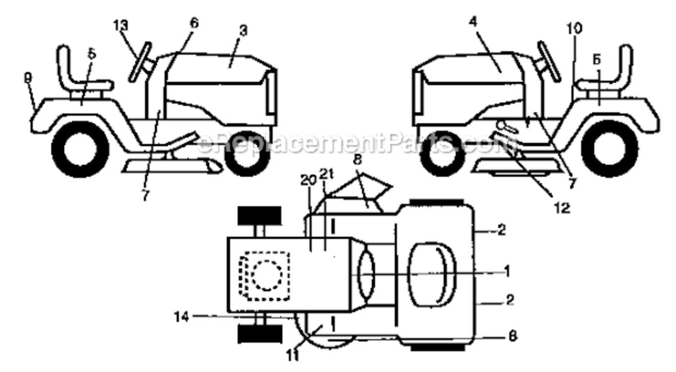Decals Diagram and Parts List for 917272010  Craftsman Lawn Tractor