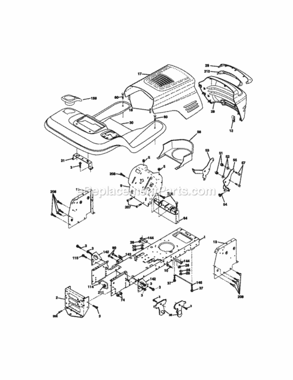 Page B Diagram and Parts List for 917272050  Craftsman Lawn Tractor