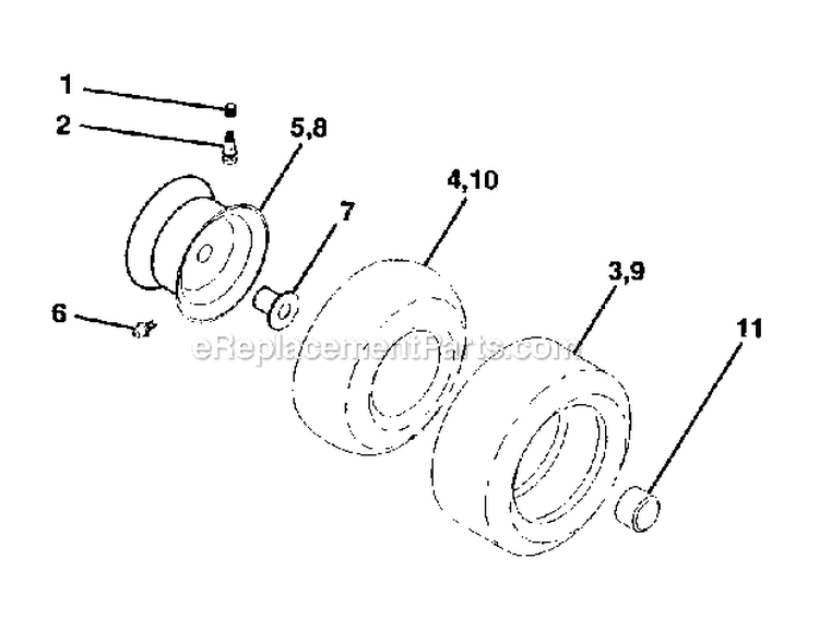 Wheels And Tires Diagram and Parts List for 917272069  Craftsman Lawn Tractor