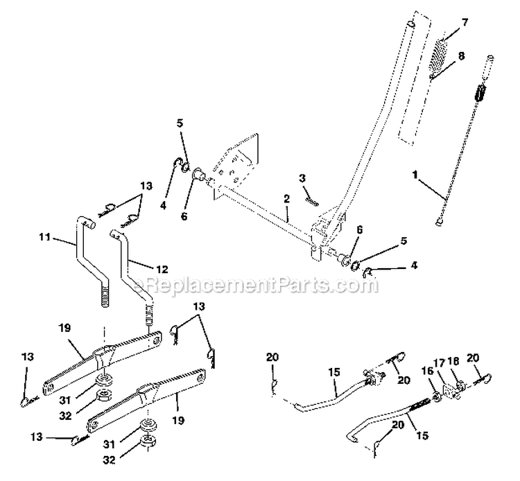 Lift Assembly Diagram and Parts List for 917272069  Craftsman Lawn Tractor