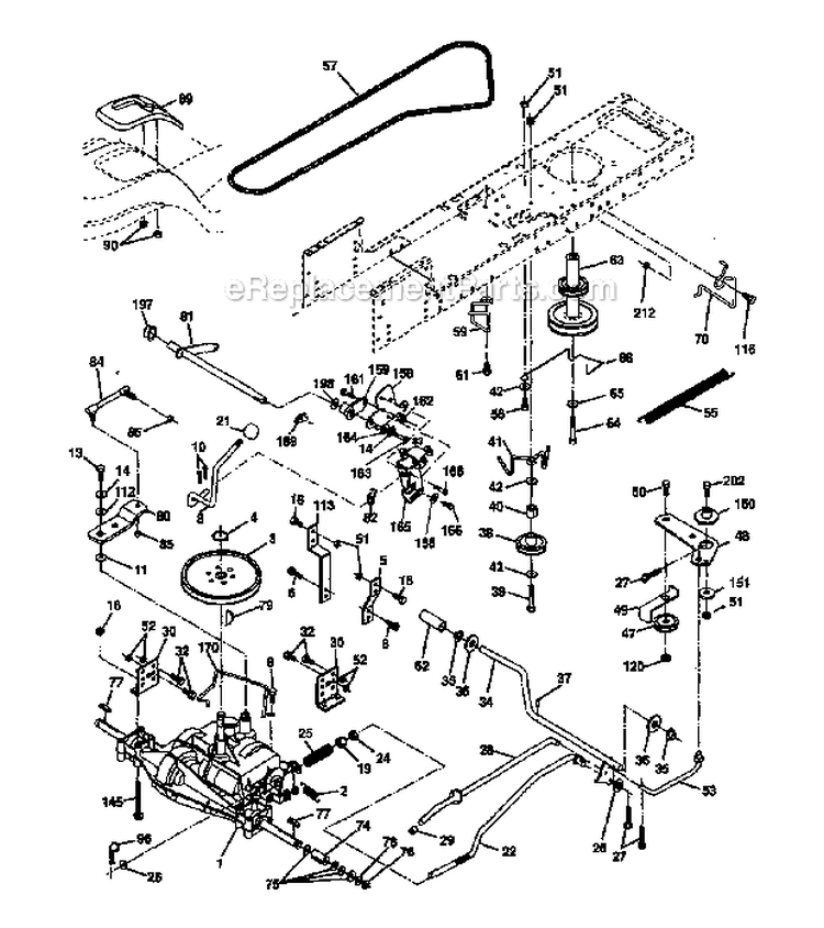 Ground Drive Diagram and Parts List for 917272070  Craftsman Lawn Tractor