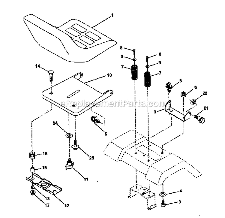 Seat Assembly Diagram and Parts List for 917272070  Craftsman Lawn Tractor