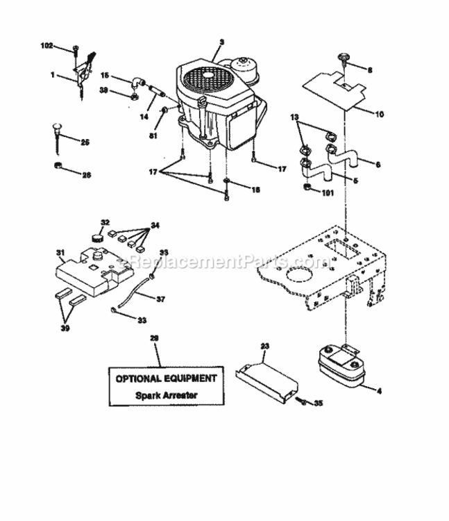 Page E Diagram and Parts List for 917272120  Craftsman Lawn Tractor