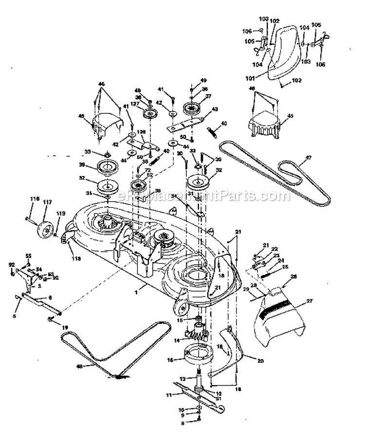 Mower Deck Diagram and Parts List for 917272121  Craftsman Lawn Tractor
